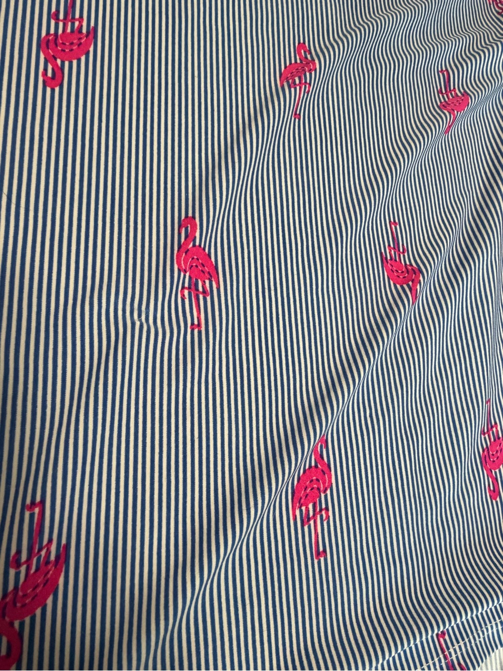 Tacera Striped Flamingo Print High-Low Top - Picture 3 of 6